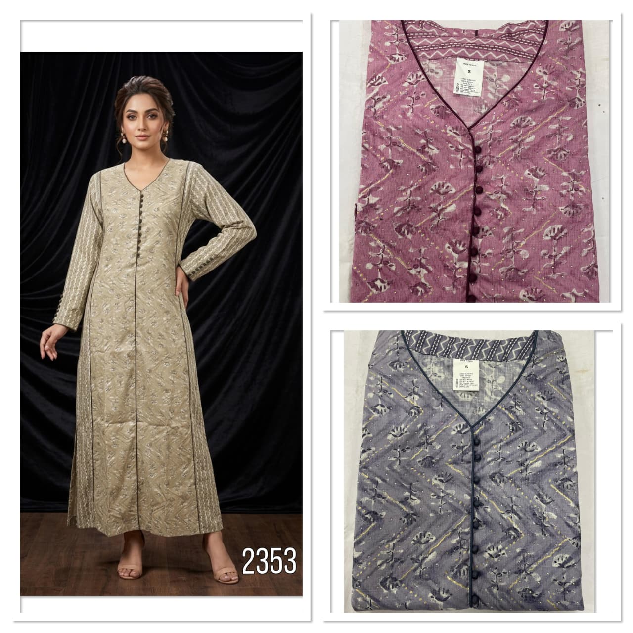 Beige Buttoned Kurta